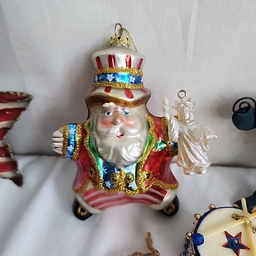 Ornaments Lot Of 17 Red White & Blue Blown Glass Vintage,Jim Shore,Kurt S Adler - Picture 2 of 16